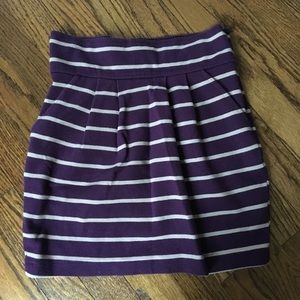 Purple & Grey striped bubble mini skirt